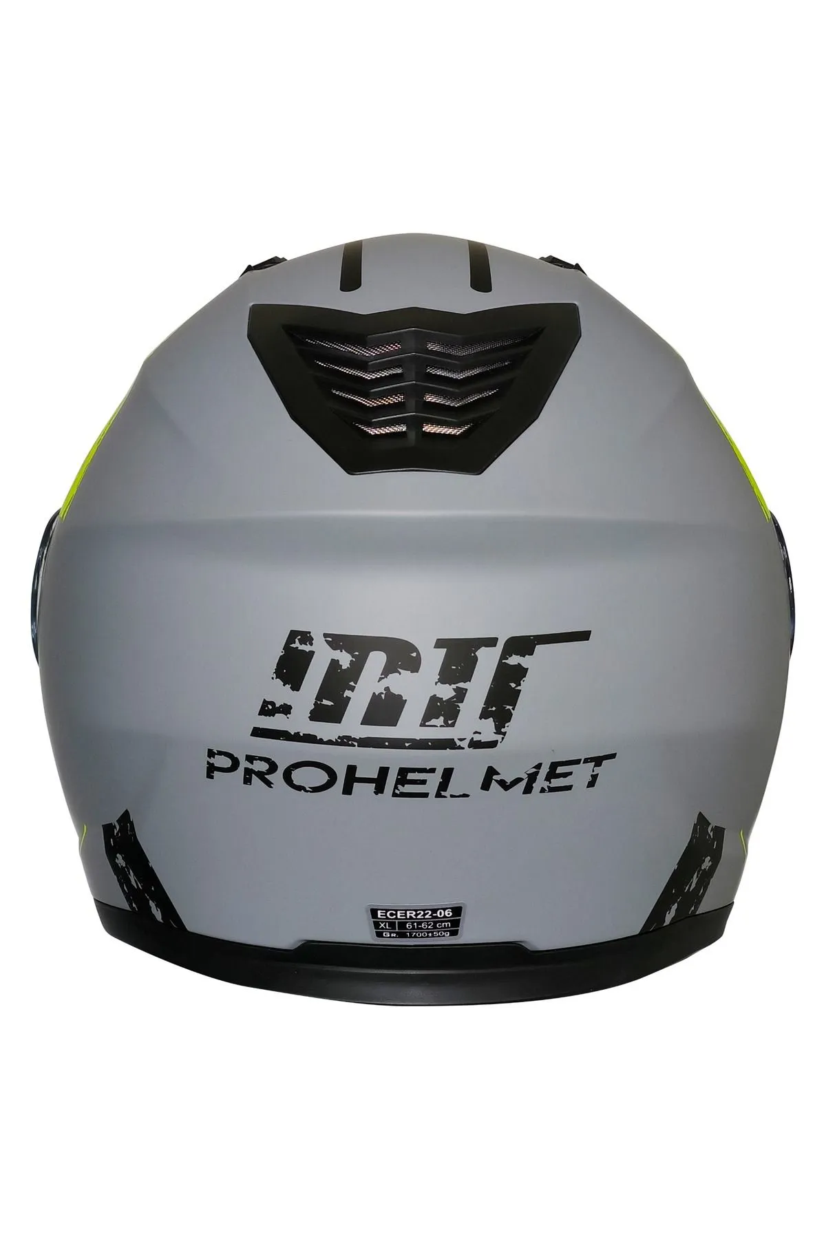 MTS M-966 ÇENE AÇILIR MAT GRİ SARI ÇİZGİLİ KASK